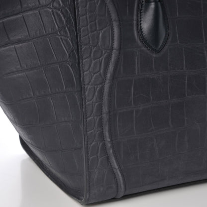 Celine Crocodile Embossed Nubuck Medium Phantom Luggage Navy Blue 11 of 12