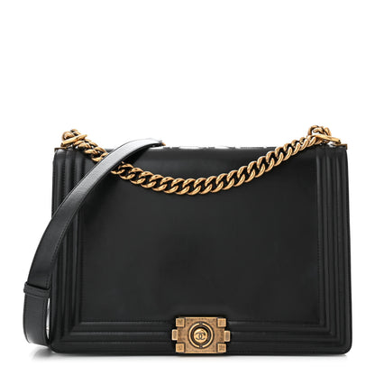 Chanel Glazed Calfskin Large Boy Flap Black 1 of 11