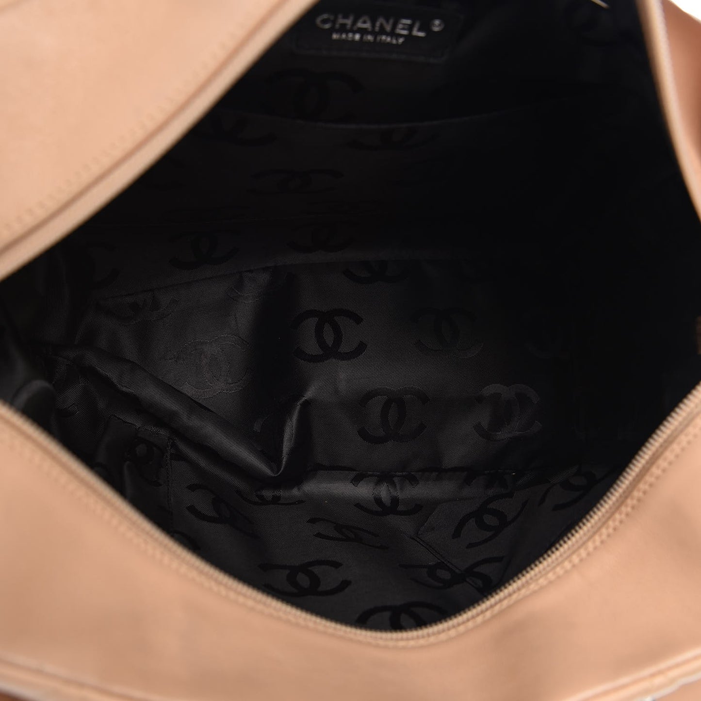 Calfskin Quilted Large Cambon Multipocket Reporter Beige Black