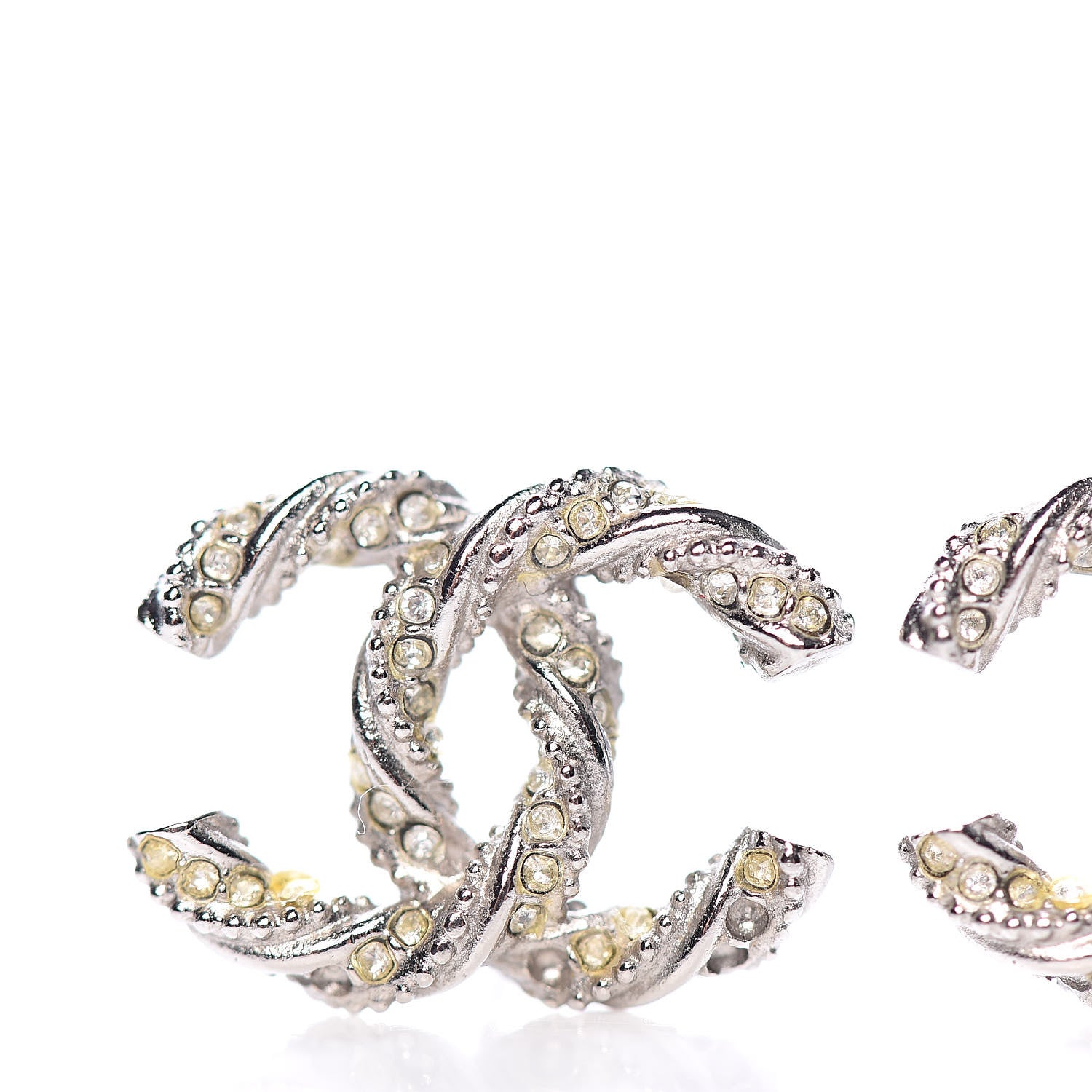 Chanel Crystal CC Twisted Earrings Silver 5 of 7