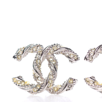 Chanel Crystal CC Twisted Earrings Silver 5 of 7