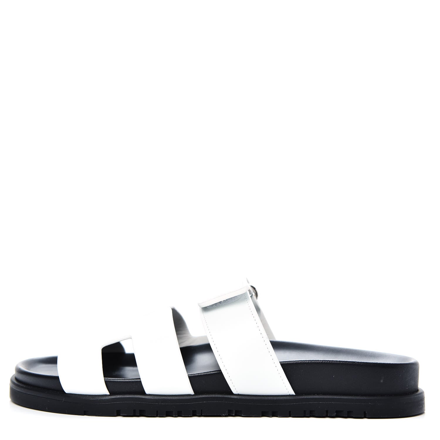 Hermes Calfskin Womens Chypre Sandals 37.5 White 1 of 9