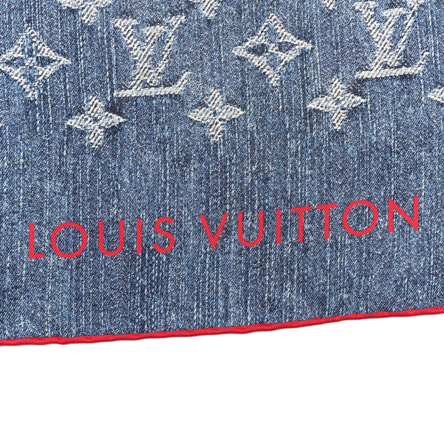LV X TM Silk Monogram Cerises Square Scarf 90 Denim Blue