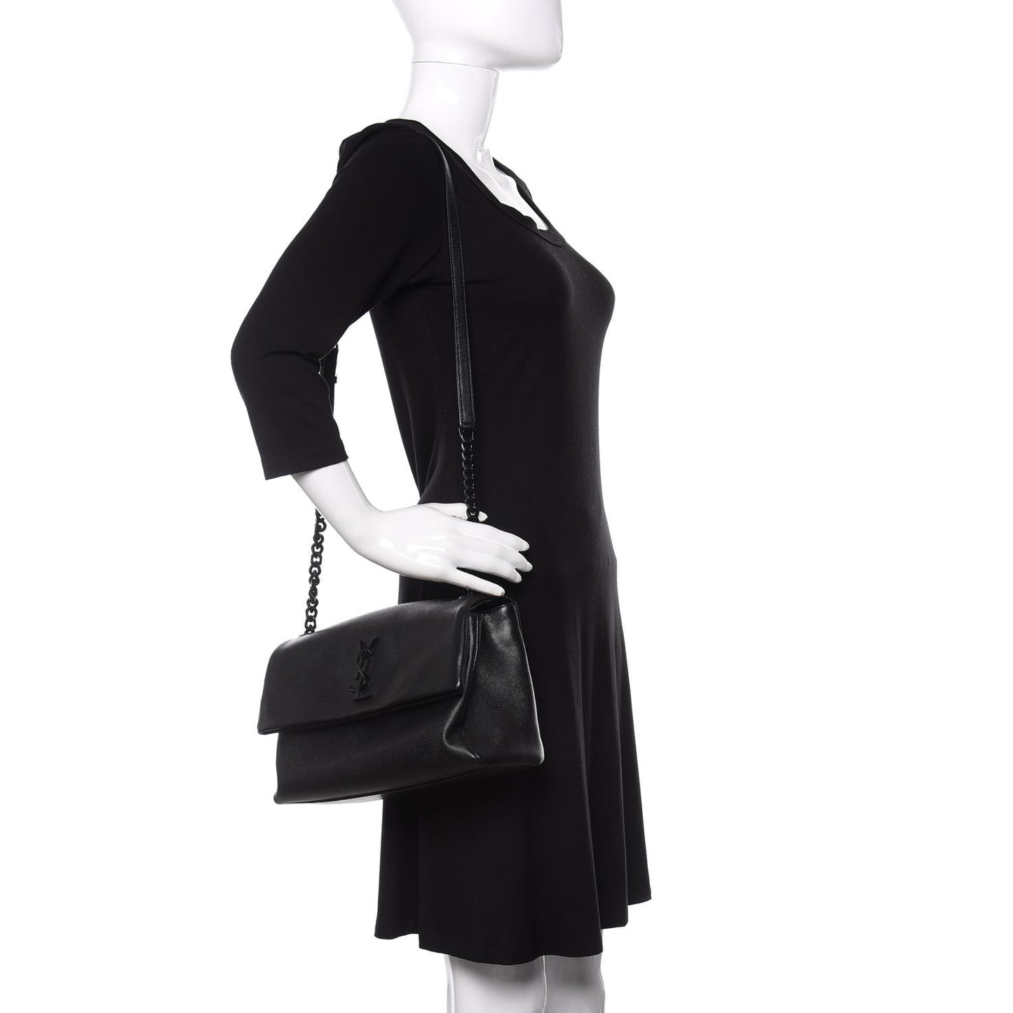 Grain De Poudre Medium West Hollywood Monogram Fold-Over Black