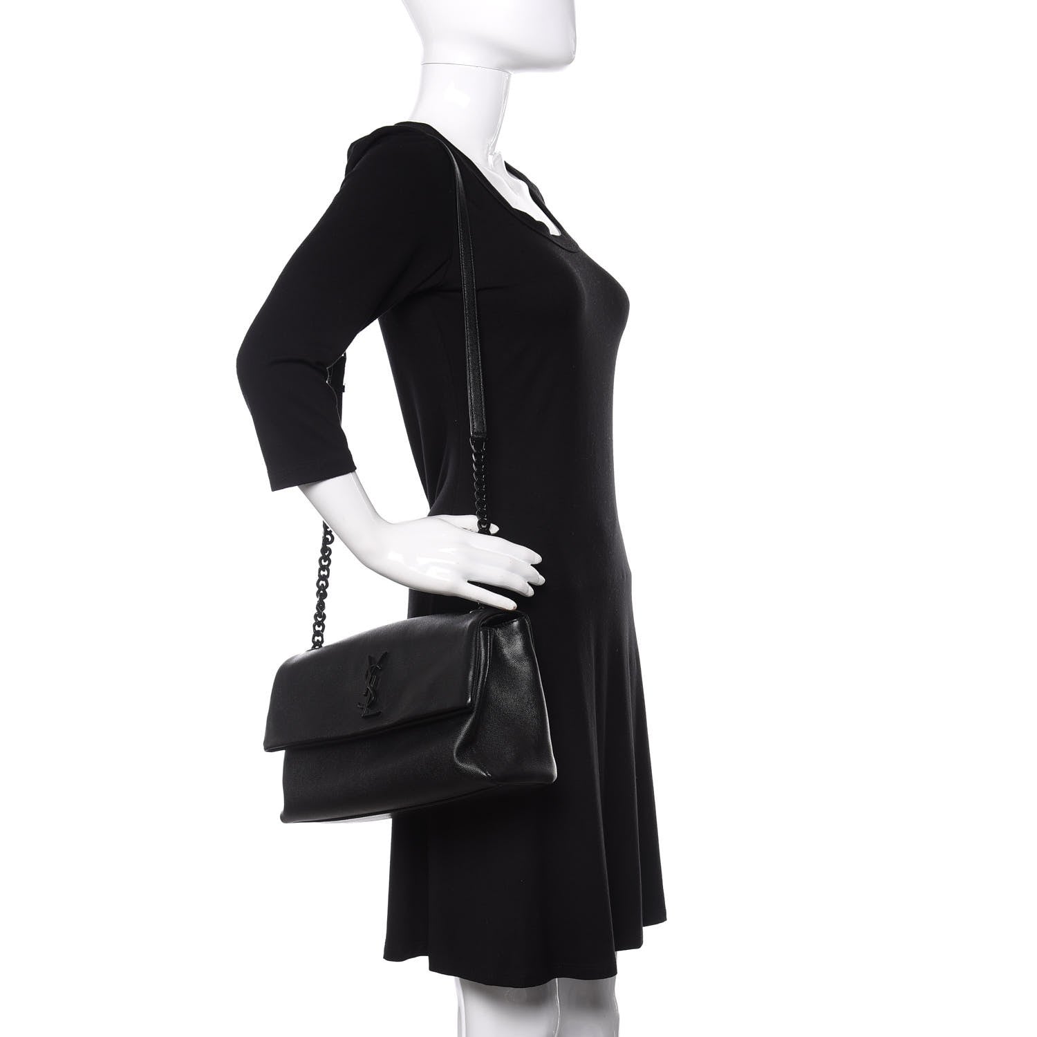 Saint Laurent Grain De Poudre Medium West Hollywood Monogram Fold-Over Black 2 of 9