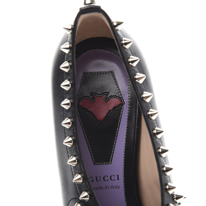 Gucci Malaga Kid Bow Spike Berith Low Heel Pumps 37.5 Black 7 of 10