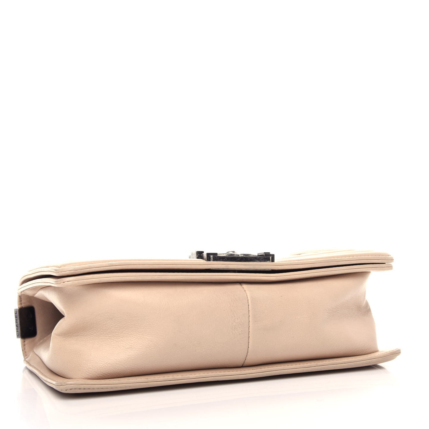 Calfskin Quilted Double Stitch Medium Boy Flap Beige