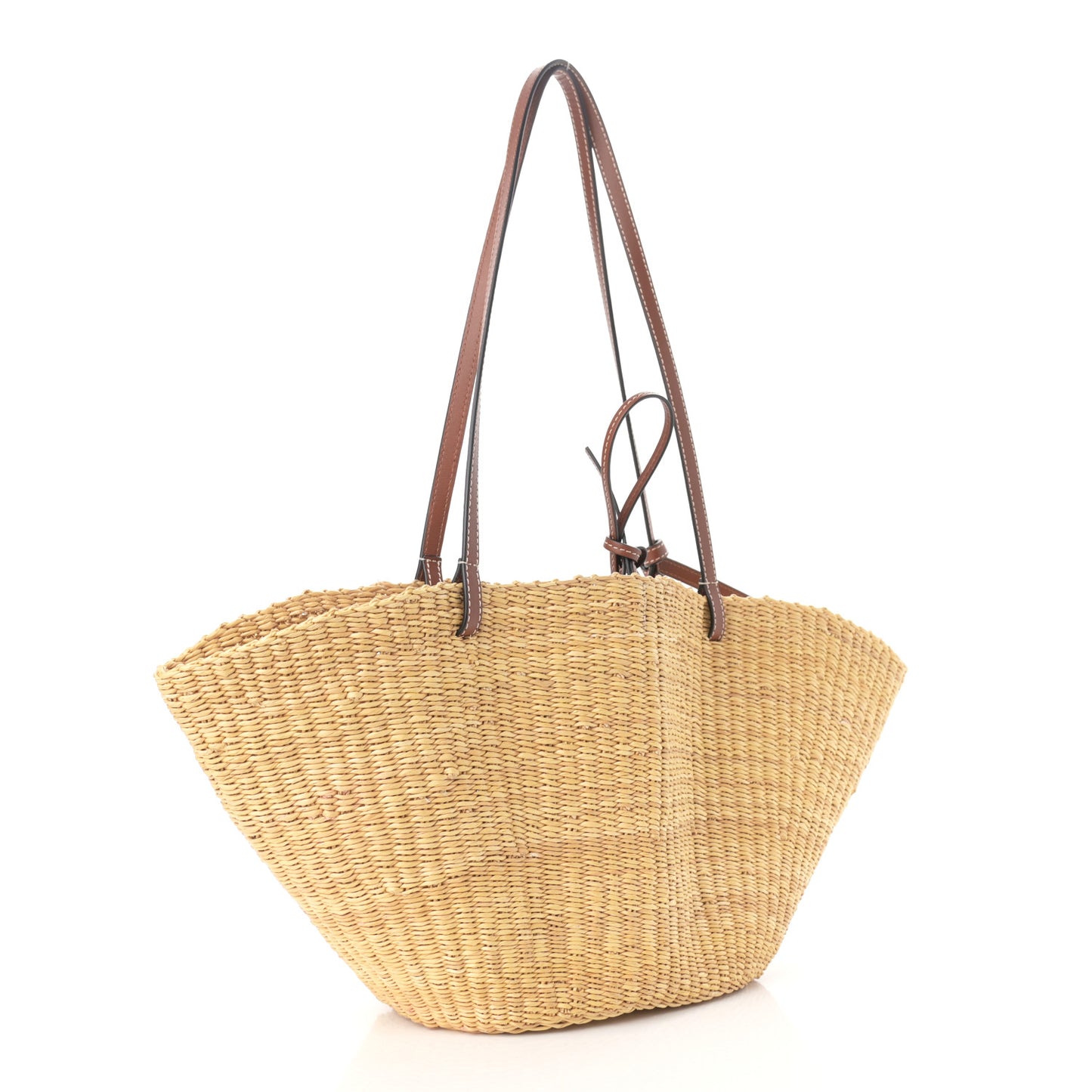 Calfskin Raffia Paulas Ibiza Small Basket Tote Bag Natural Tan