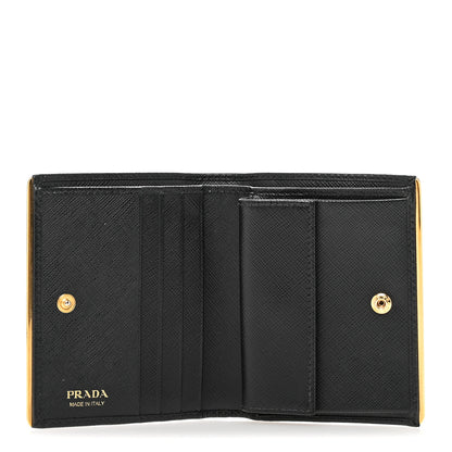 Prada Saffiano Metal Bi-Fold Wallet Black 5 of 11