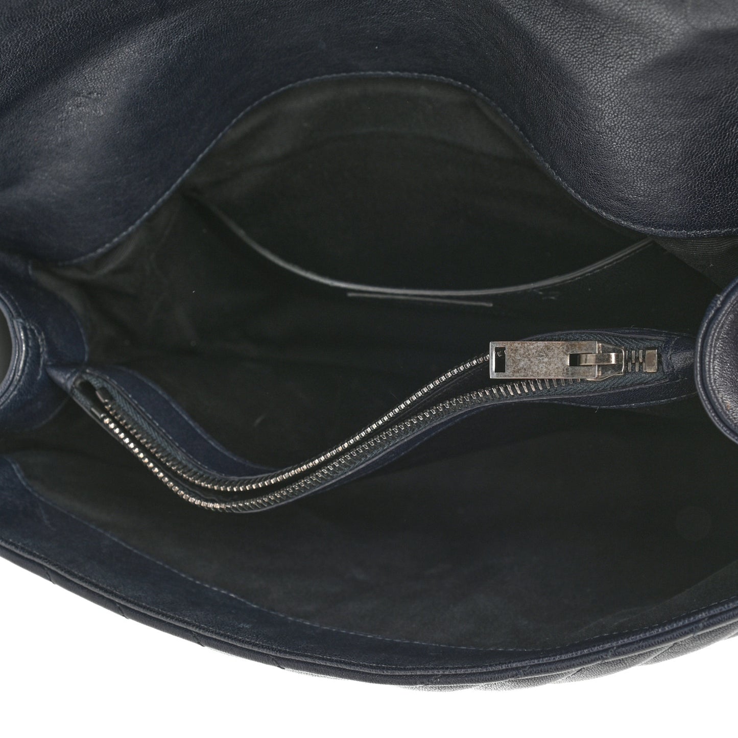 Sheepskin Matelasse Chevron Monogram Large College Satchel Deep Marine