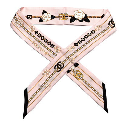 Chanel Silk CC Charms Slim Bandeau Scarf Pink 1 of 3