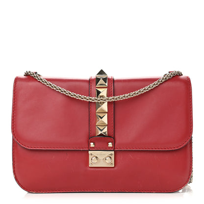Valentino Garavani Vitello Medium Glam Lock Rockstud Flap Red 1 of 20