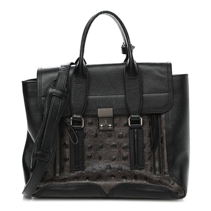 3.1 Phillip Lim Turtle Embossed Medium Pashli Satchel Black 1 of 10
