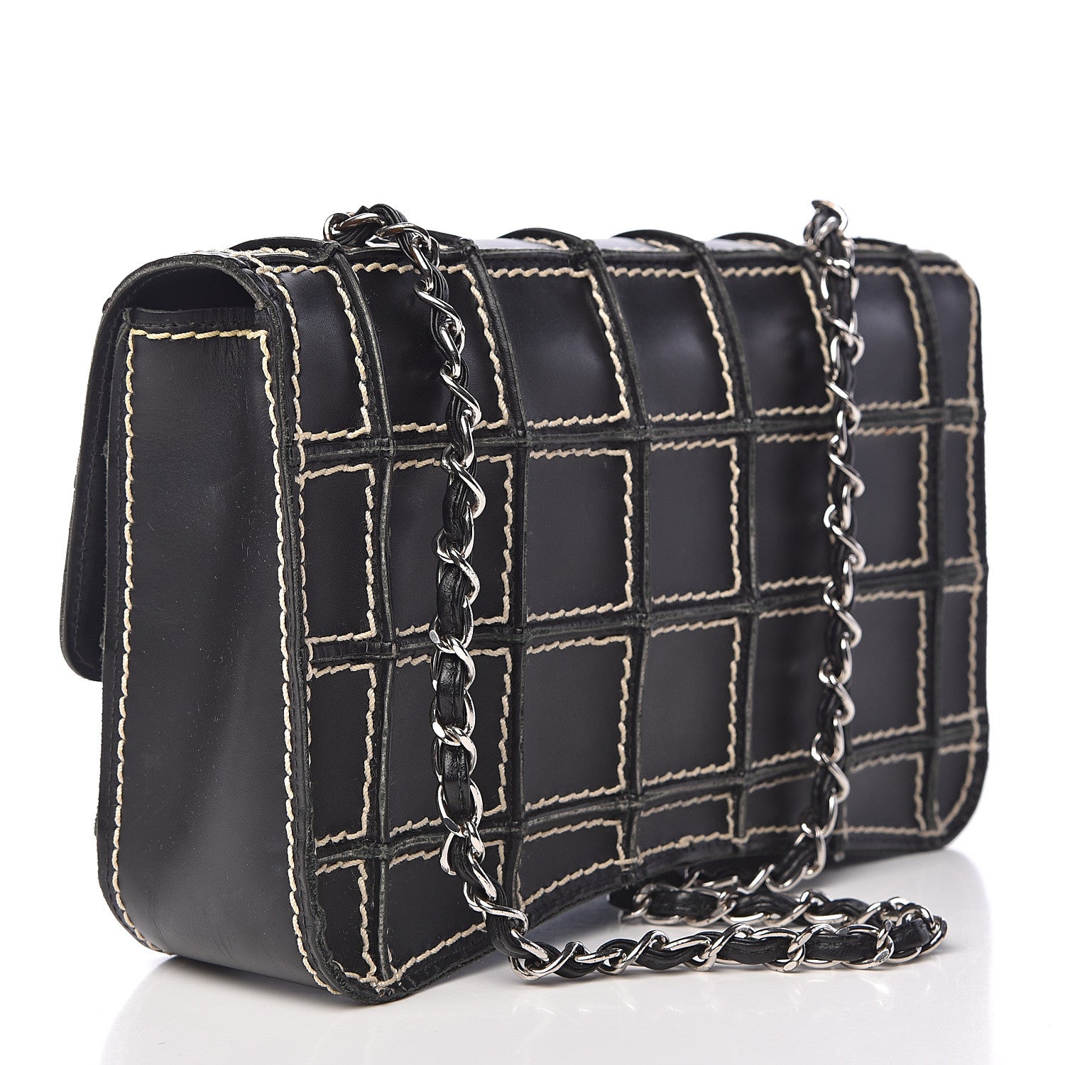 Chanel Lambskin Contrast Square Stitch Flap Black 3 of 12