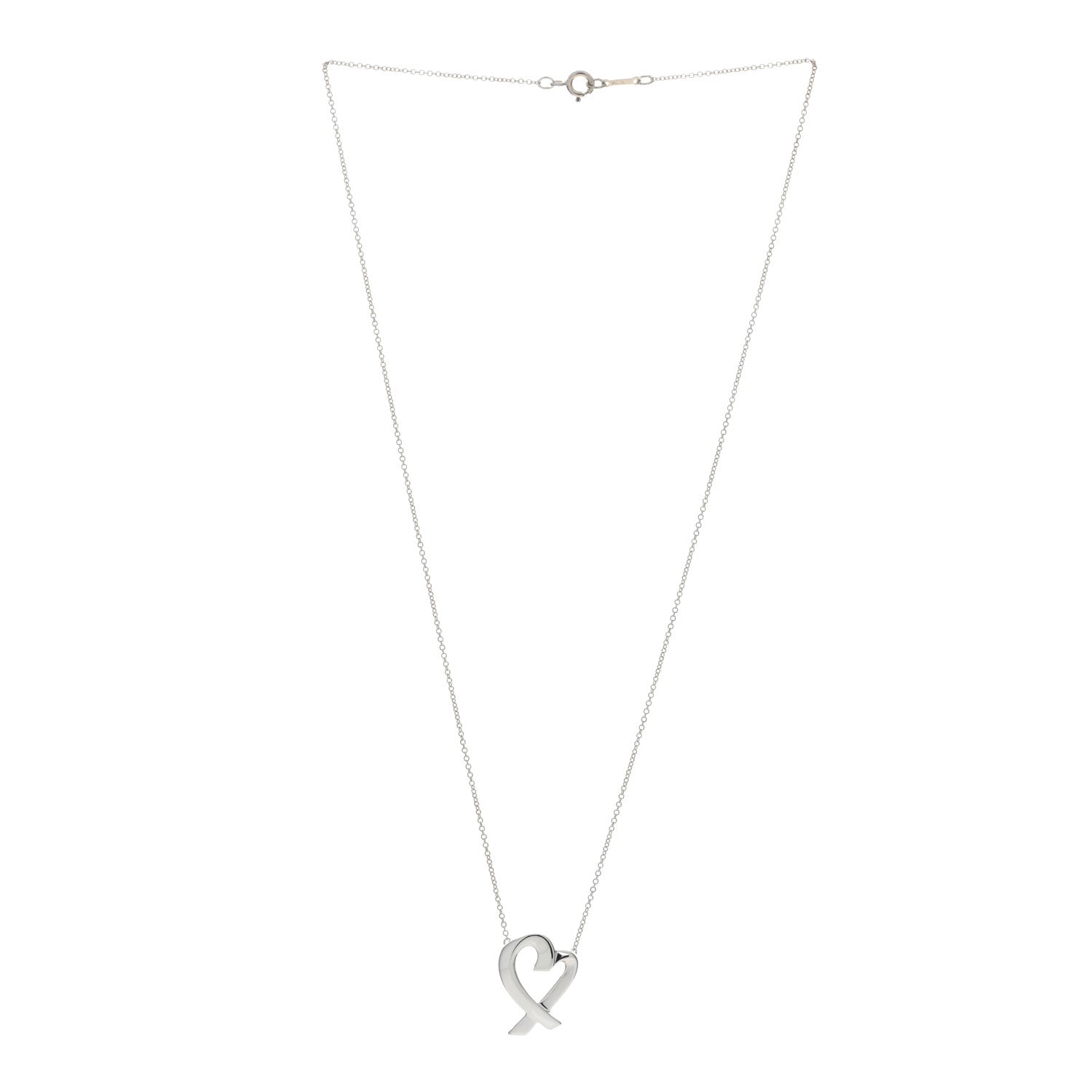 Tiffany Sterling Silver Paloma Picasso Loving Heart Pendant Necklace 2 of 5