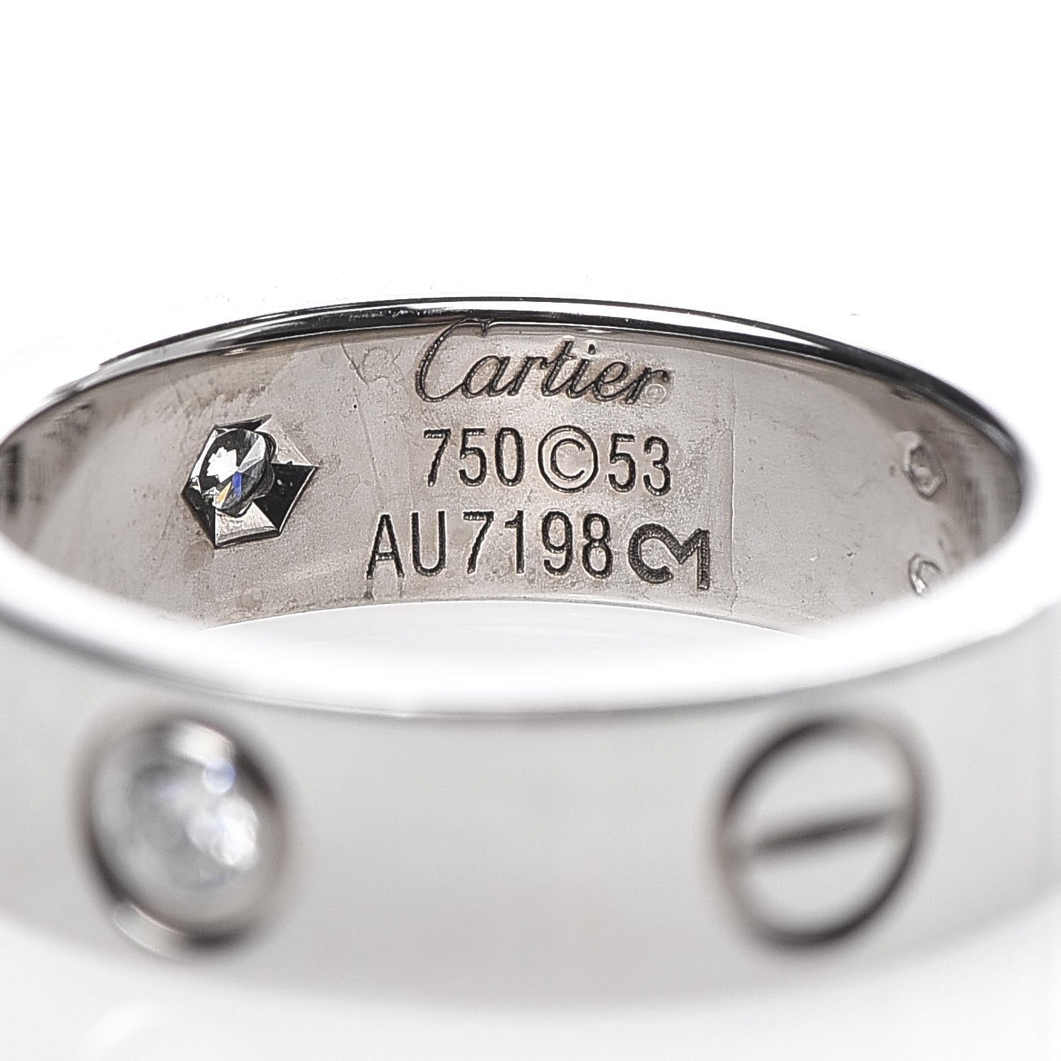 Cartier 18K White Gold 3 Diamond 5.5mm LOVE Ring 53 6.5 4 of 4