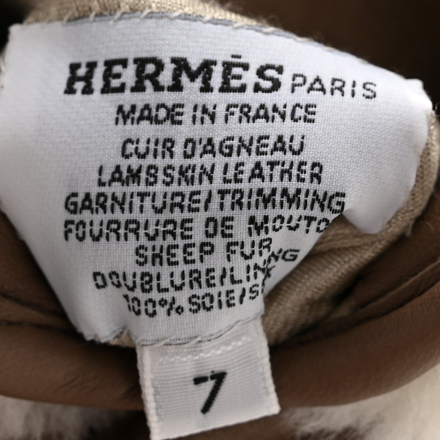 Hermes Lambskin Sheepskin Honorine Gloves 7 Etoupe White Naturel 4 of 5