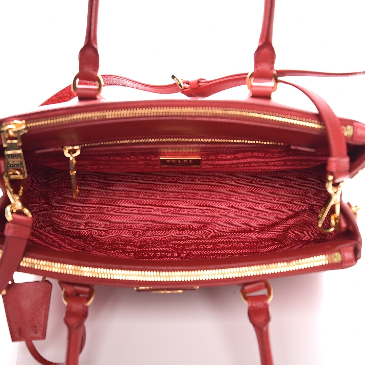 Saffiano Small Galleria Double Zip Tote Fuoco