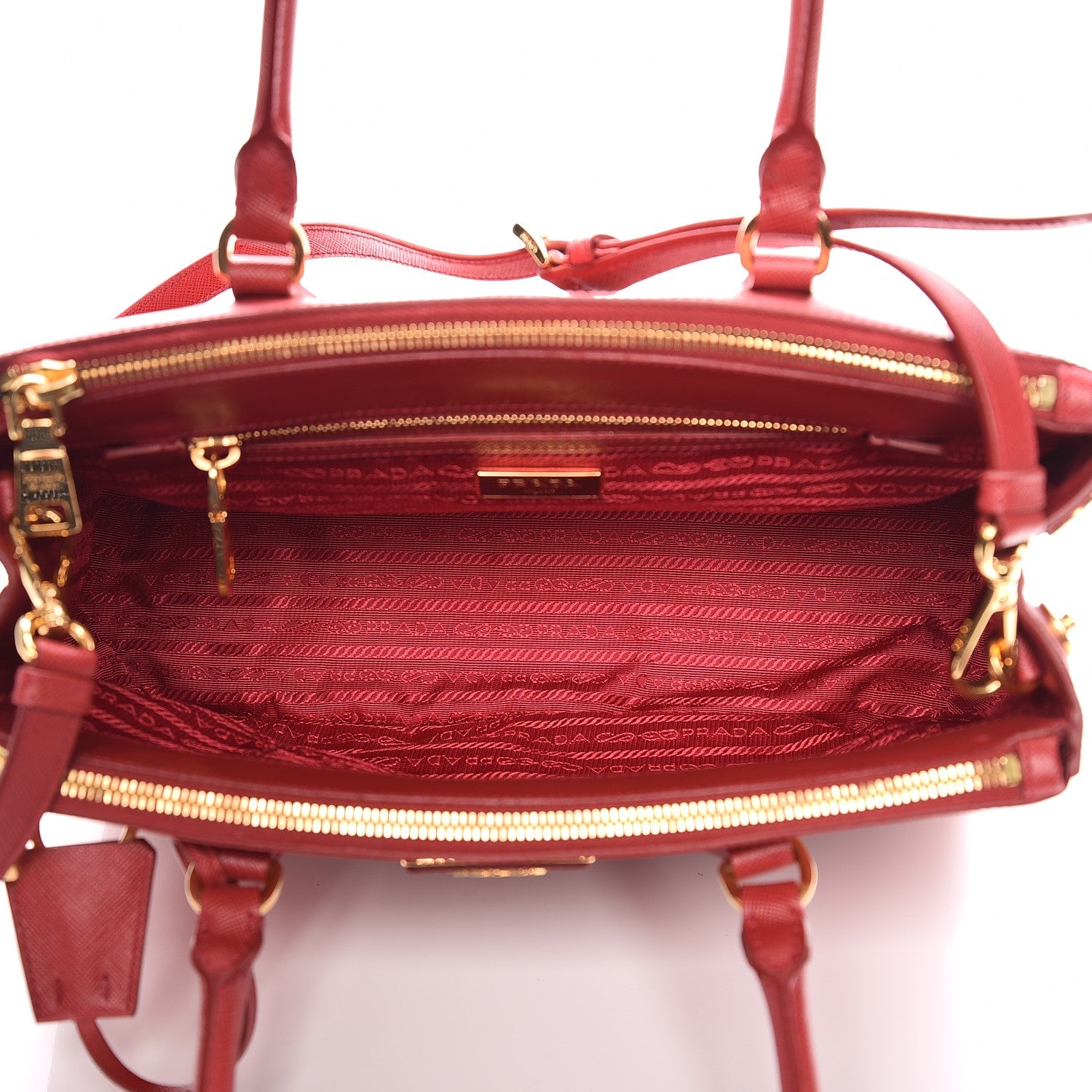 Prada Saffiano Small Galleria Double Zip Tote Fuoco 6 of 7