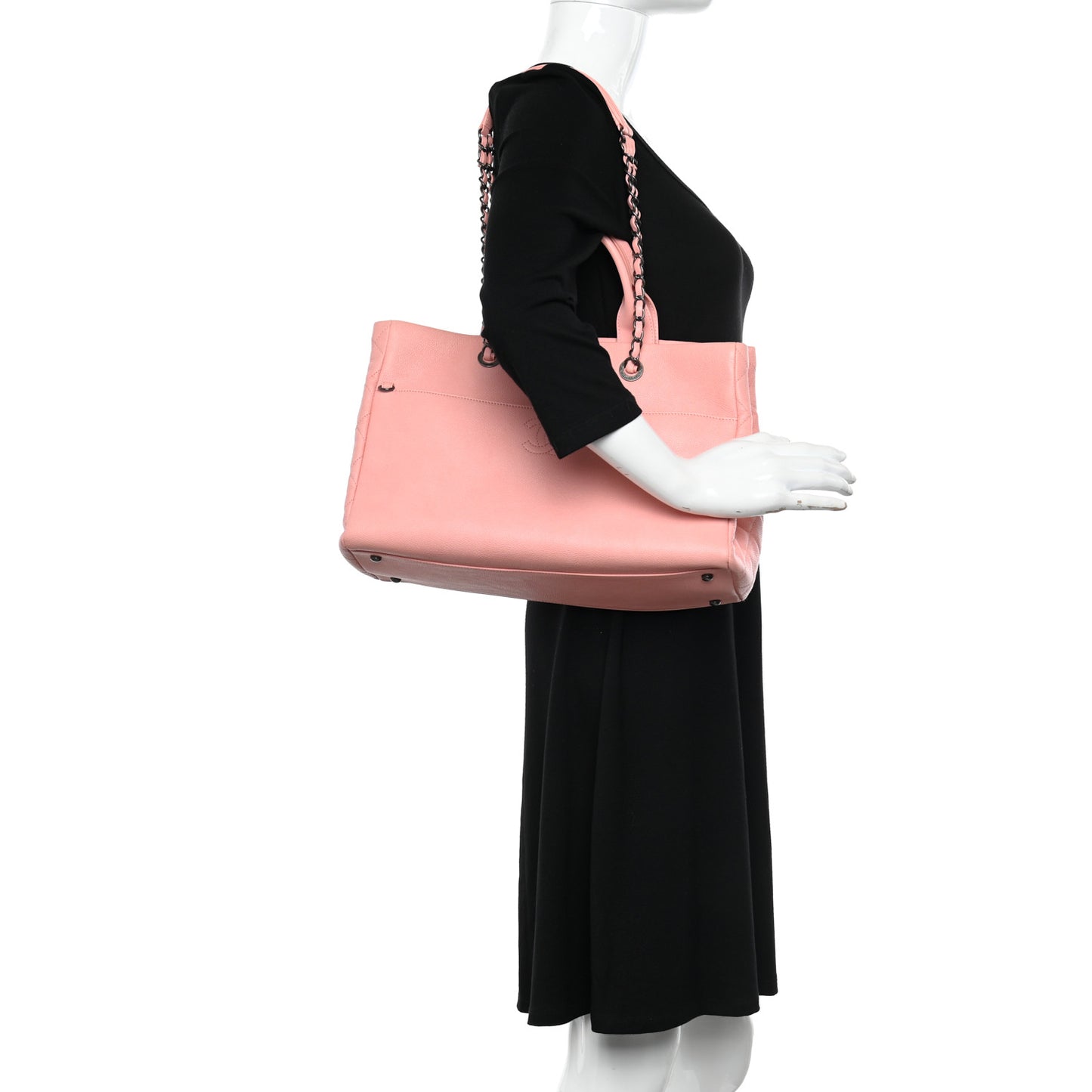 Caviar Lambskin Quilted Large Coco Break Shopping Bag Pink