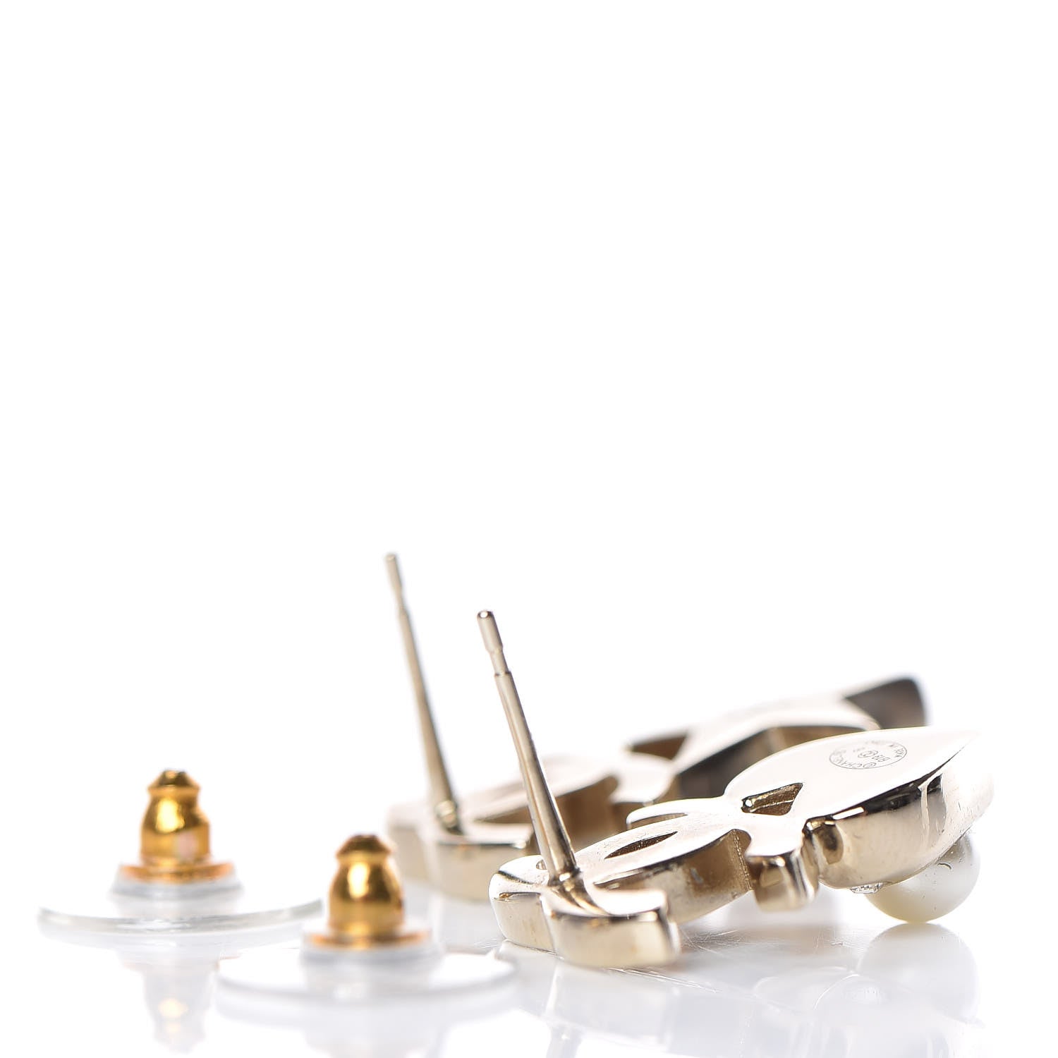 Chanel Crystal Pearl Charming Winter CC Star Heart Earrings Gold 3 of 5