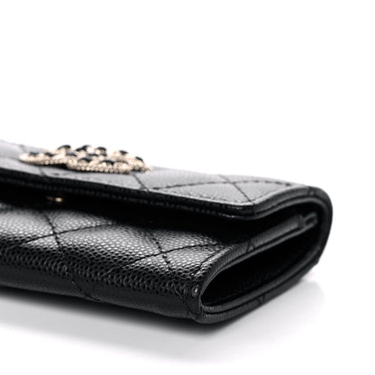 Chanel Caviar Quilted Crystal CC Flap Card Holder Black 10 of 11