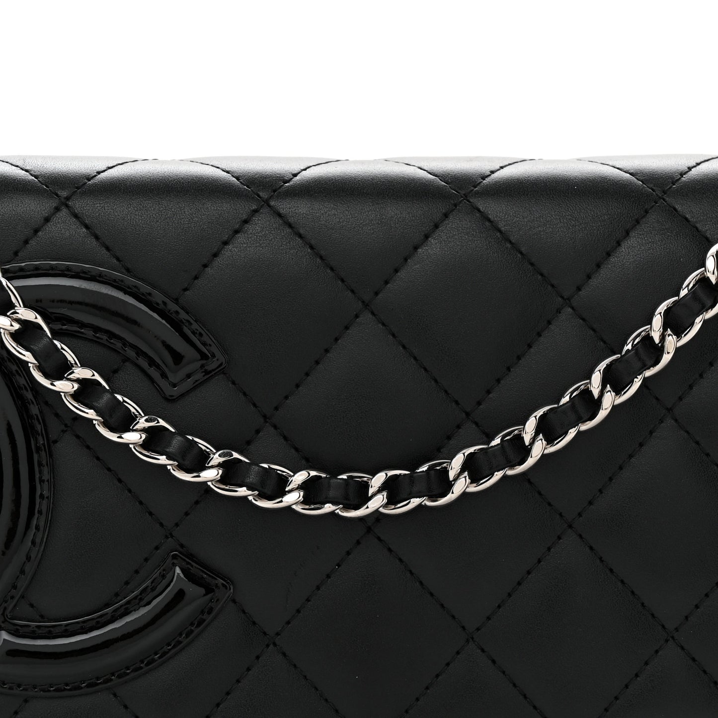 Calfskin Quilted Cambon Wallet on Chain WOC Black