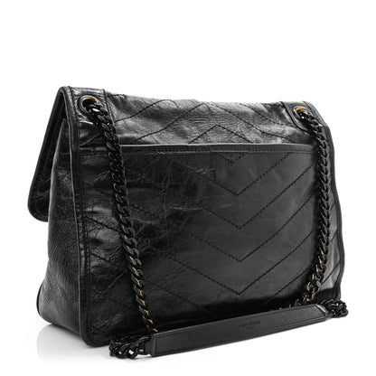 Saint Laurent Crinkled Calfskin Matelasse Monogram Medium Niki Chain Satchel Black 5 of 23