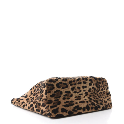 Dolce & Gabbana Leopard Print Canvas Calfskin Animalier Tote Black 4 of 9