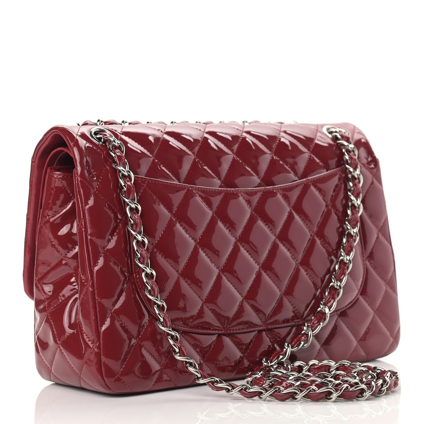 Patent Quilted Jumbo Double Flap Red