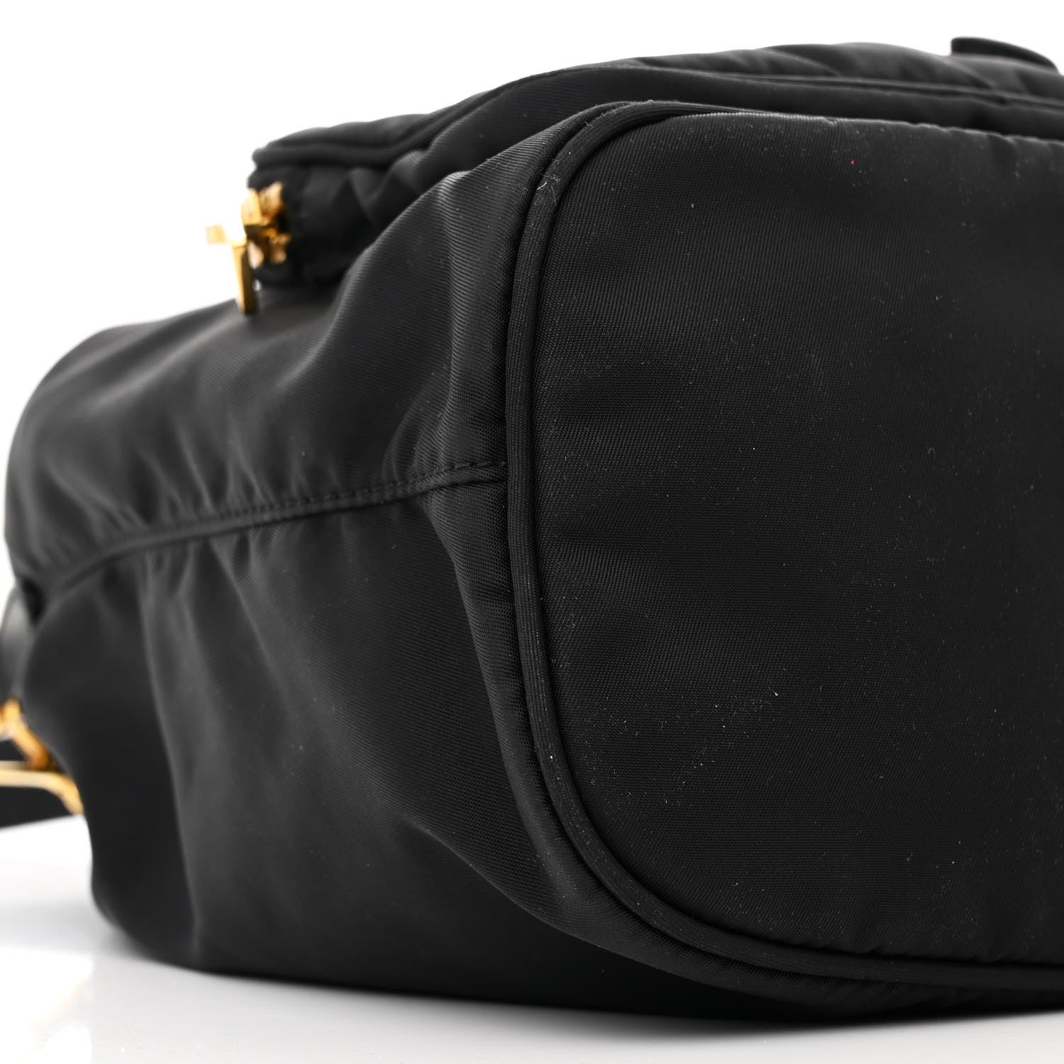 Prada Saffiano Tessuto Nylon Mini Bucket Crossbody Bag Black 8 of 9