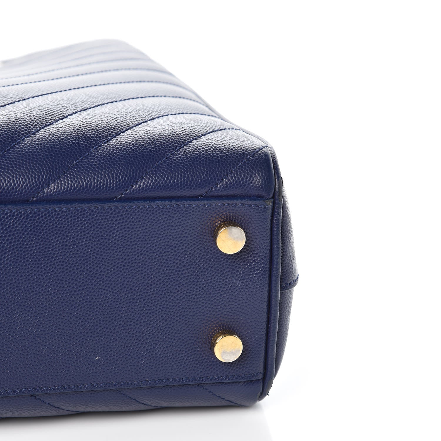 Saint Laurent Grain De Poudre Matelasse Chevron Monogram Shopping Bag Deep Marine 12 of 19