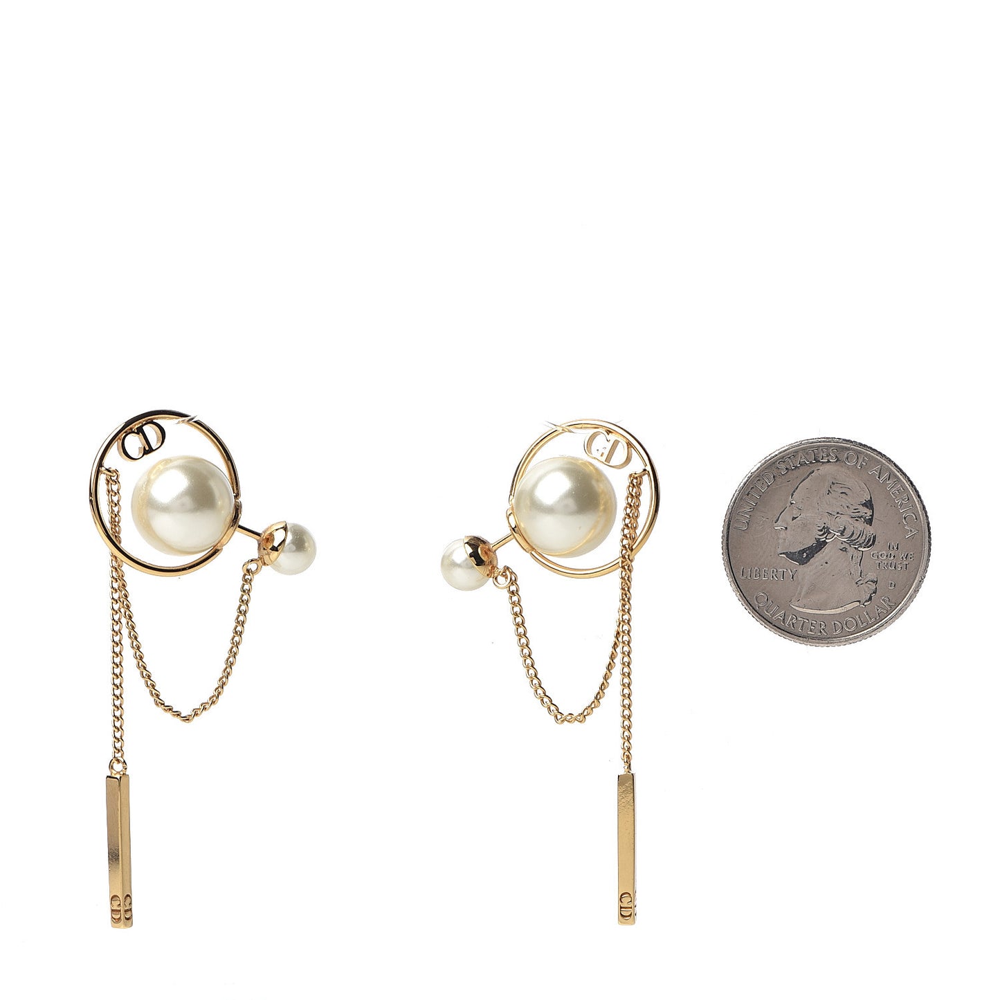 Pearl Tribales Dangle Chain Earrings Gold