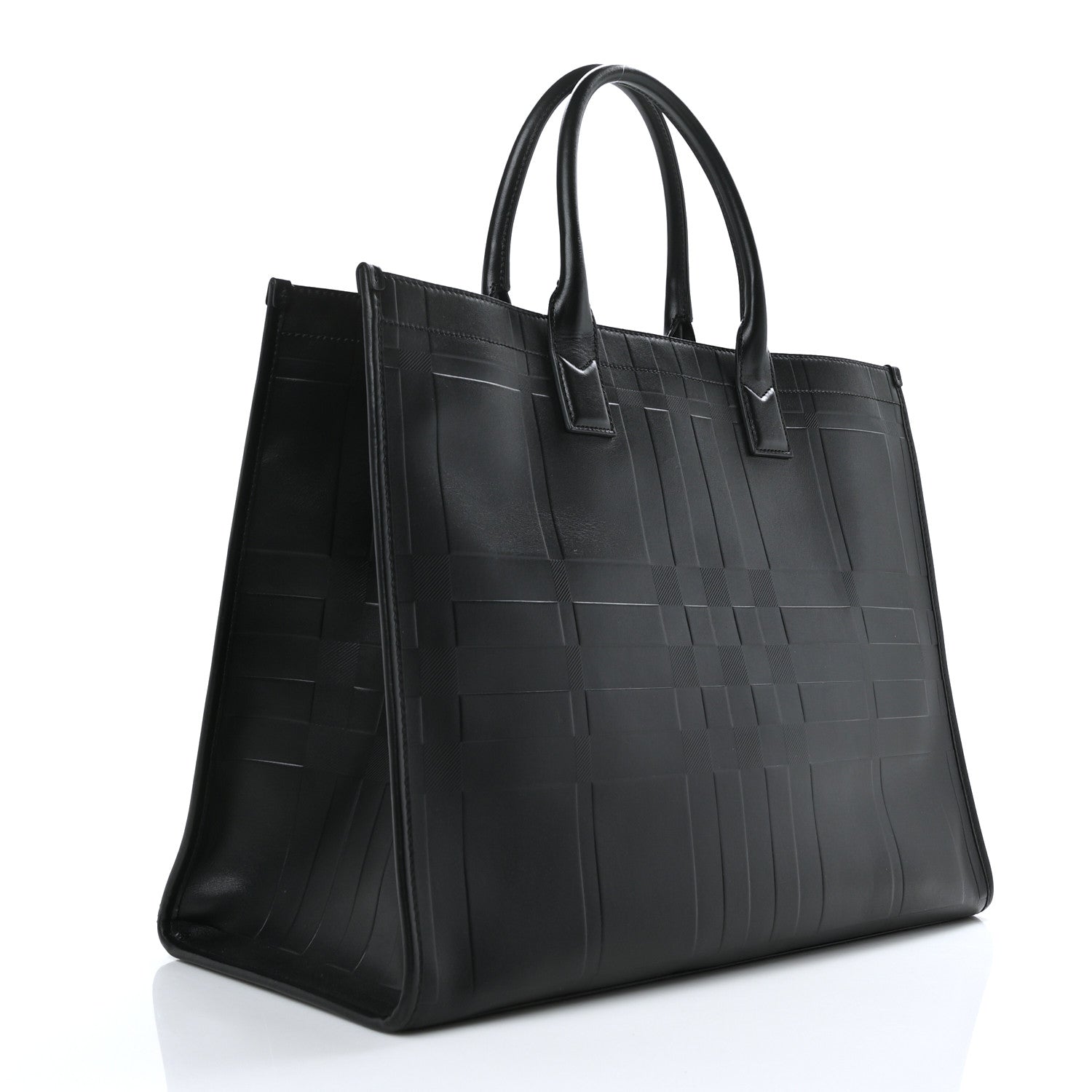 Burberry Calfskin Denny Check Embossed Tote Black 3 of 8