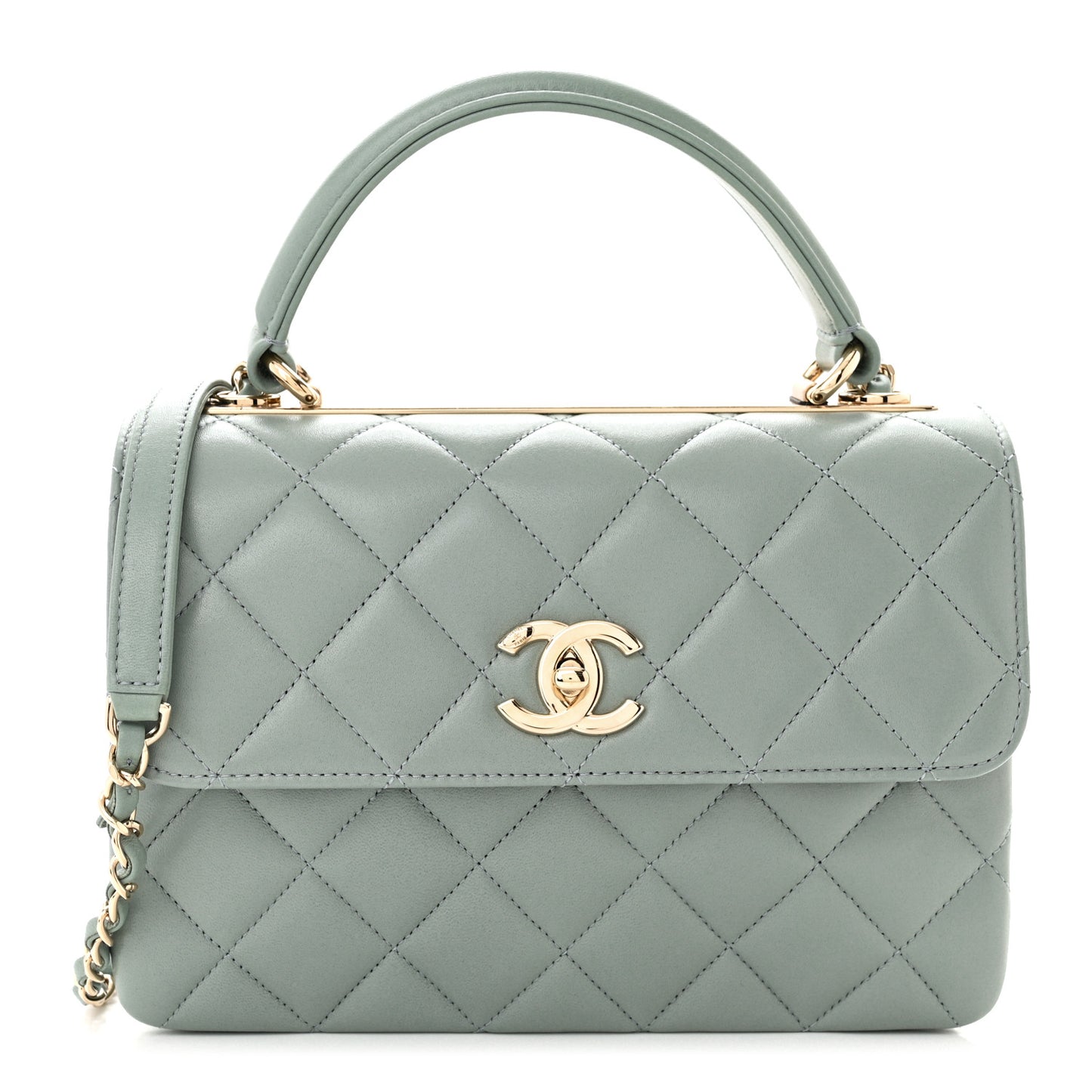 Lambskin Quilted Small Trendy CC Dual Handle Flap Bag Grey