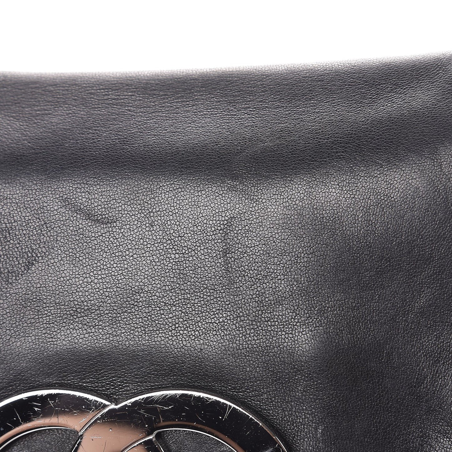 Lambskin Pleated CC Shoulder Bag Black