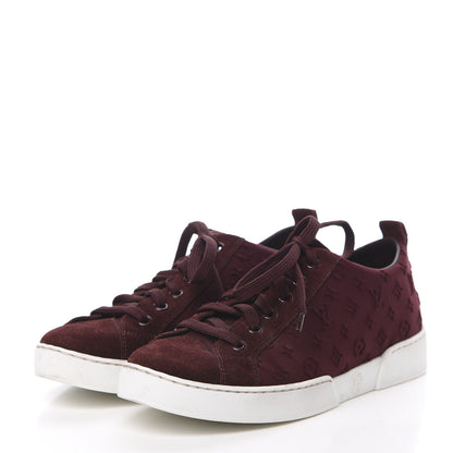 Louis Vuitton Neoprene Suede Embossed Monogram Stellar Low Top Sneakers 35.5 Burgundy 3 of 10