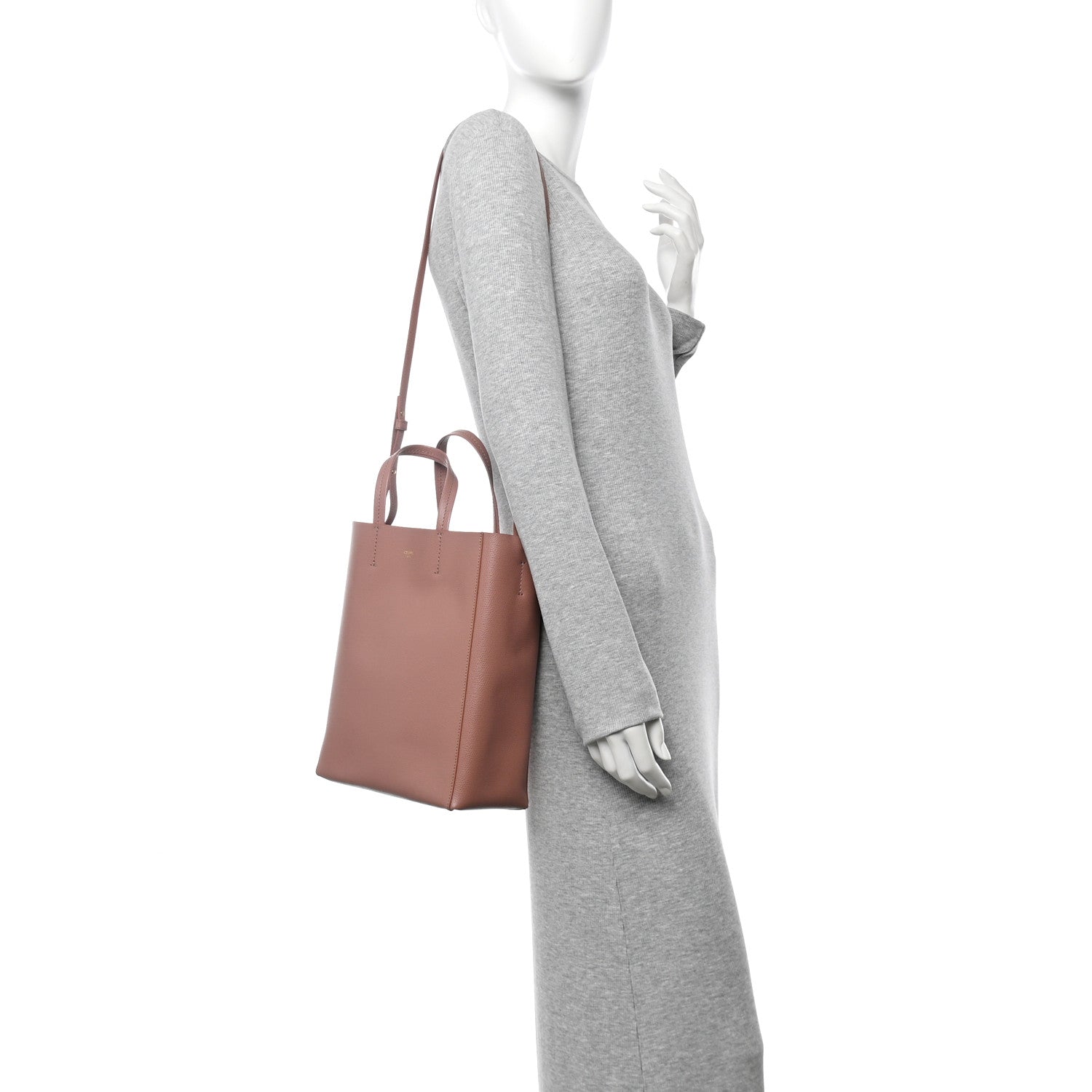 Celine Grained Calfskin Small Vertical Cabas Pink 2 of 10