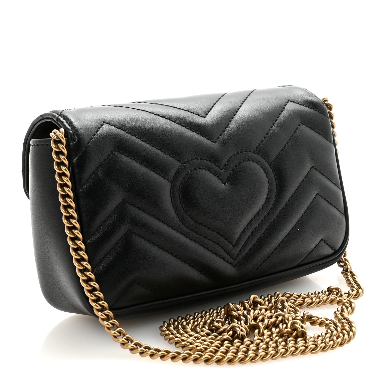 Gucci Calfskin Matelasse Super Mini GG Marmont Shoulder Bag Black 3 of 10