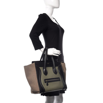 Celine Satin Calfskin Suede Mini Tri-Color Luggage Almond 2 of 13