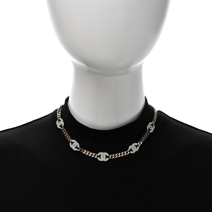 Chanel Crystal Chain CC Link Choker Gold Silver 2 of 5