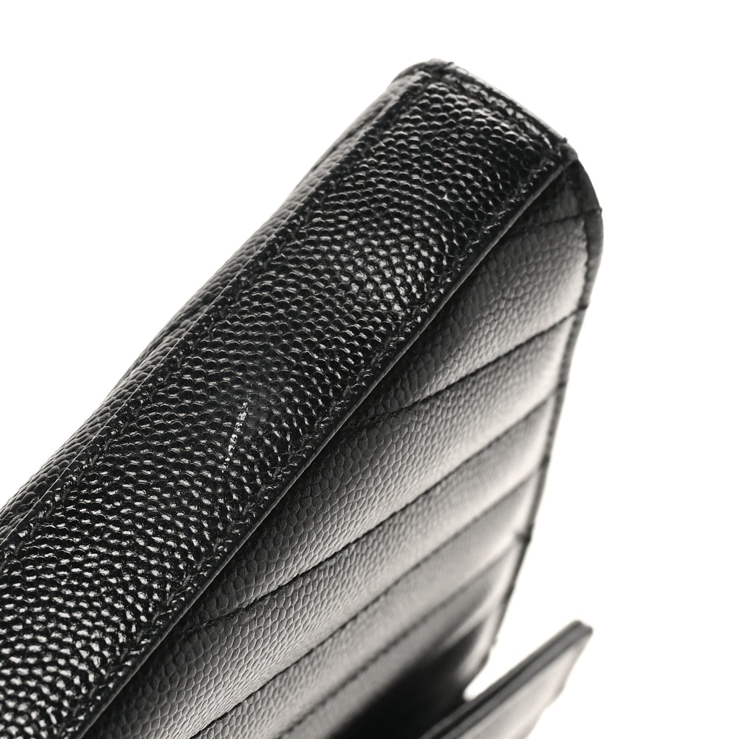 Saint Laurent Grain De Poudre Matelasse Chevron Monogram Chain Wallet Black 11 of 12