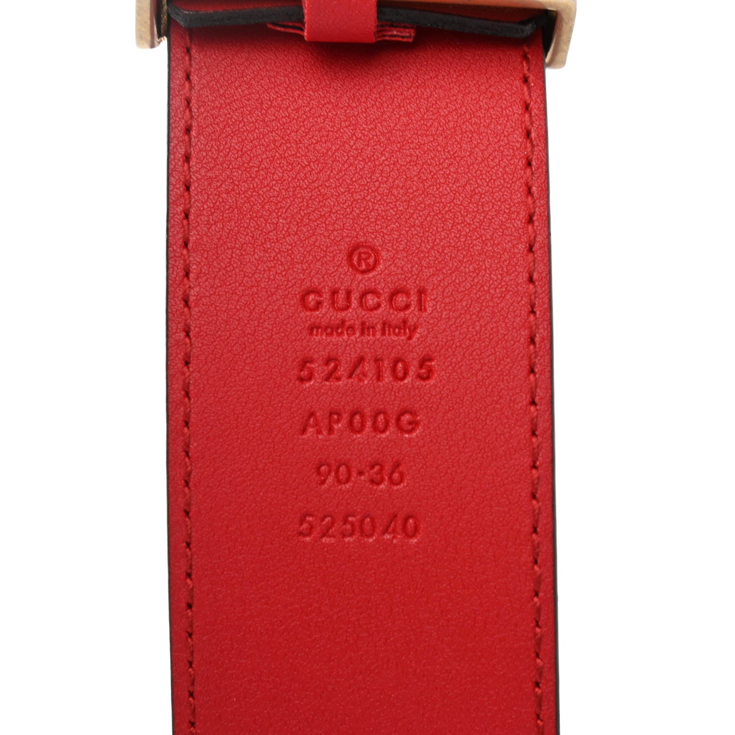 Gucci Moon Calfskin Torchon Double G 40mm Belt 90 36 Hibiscus Red 4 of 4