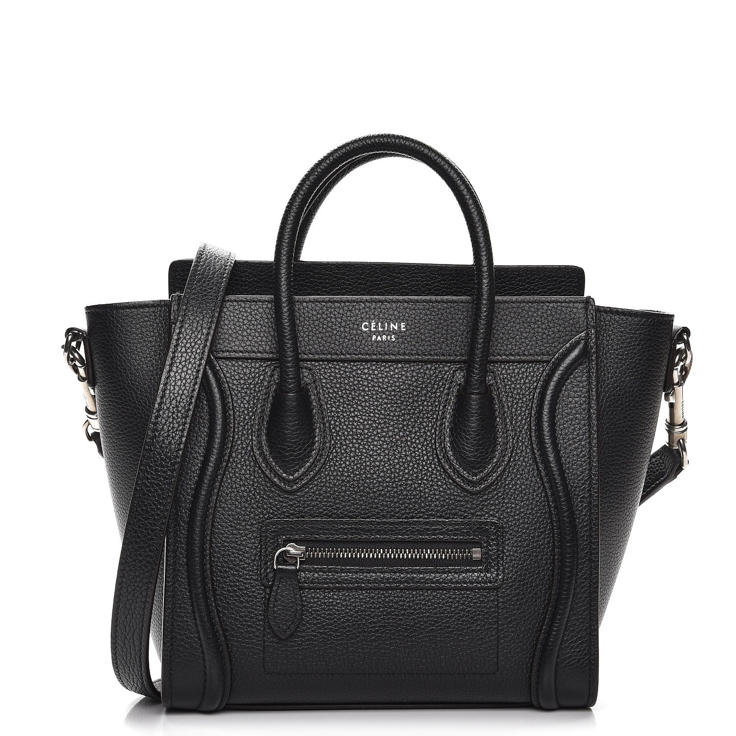 Celine Drummed Calfskin Nano Luggage Black 1 of 8