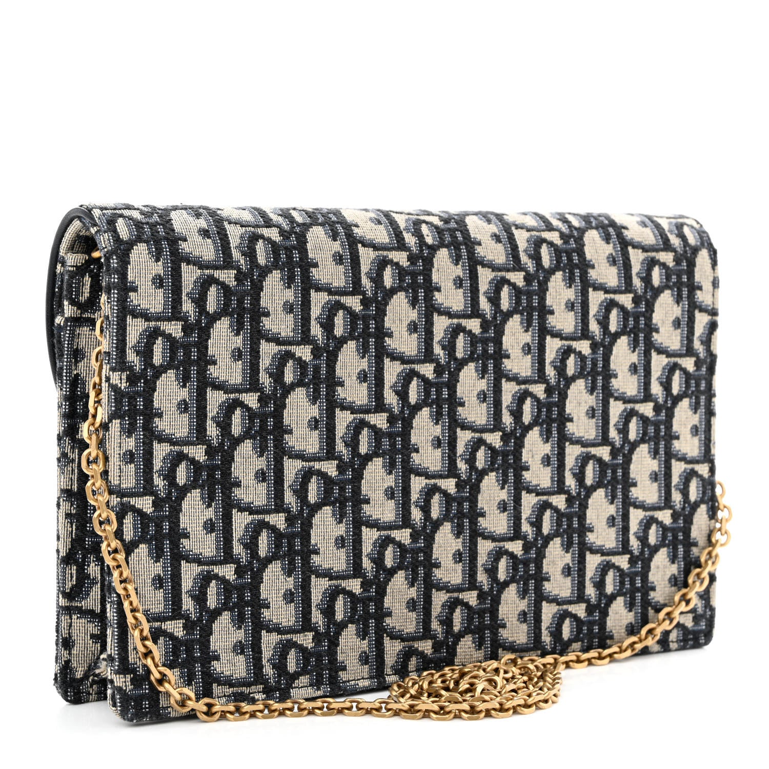 Christian Dior Oblique Saddle Chain Pouch Blue 2 of 8