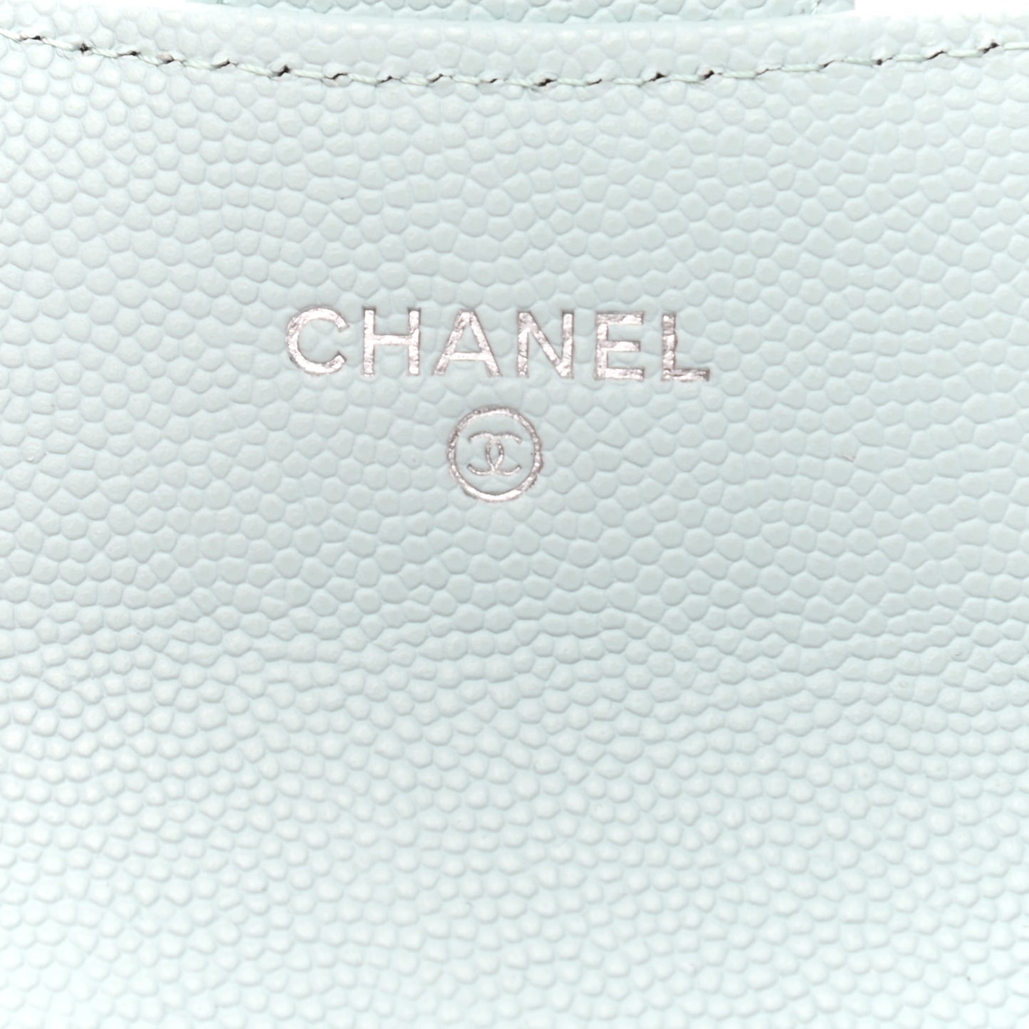 Caviar Quilted Flap Card Holder Wallet Light Blue