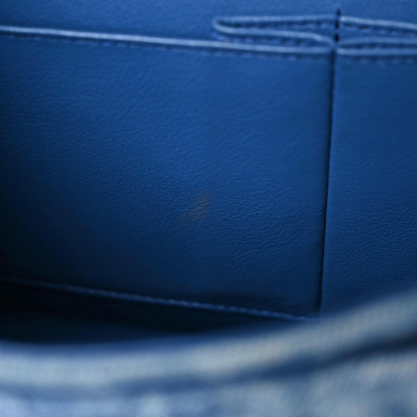 Denim Quilted Medium Double Flap Blue