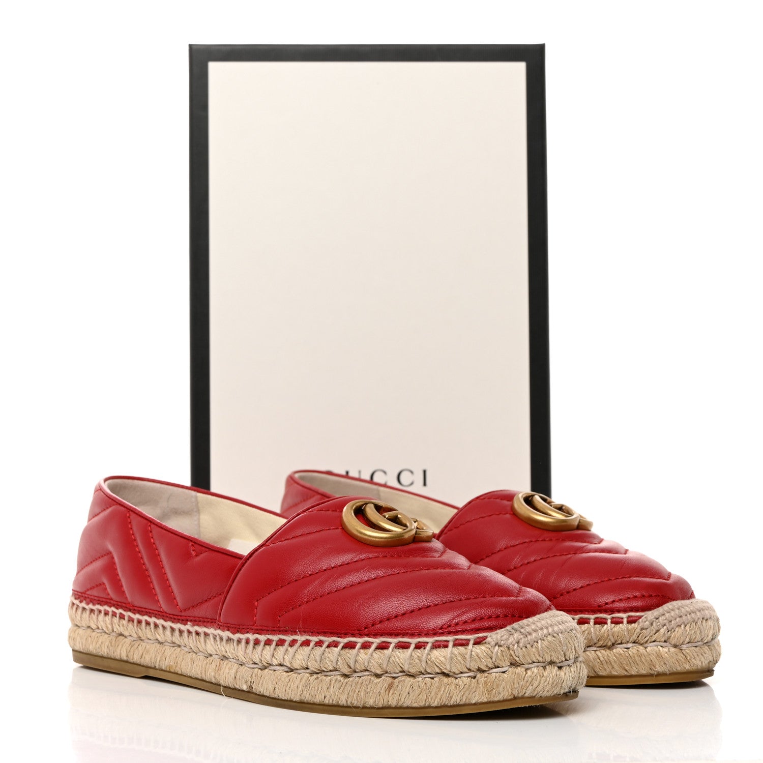 Gucci Nappa Matelasse GG Marmont Espadrilles 38 Hibiscus Red 9 of 9