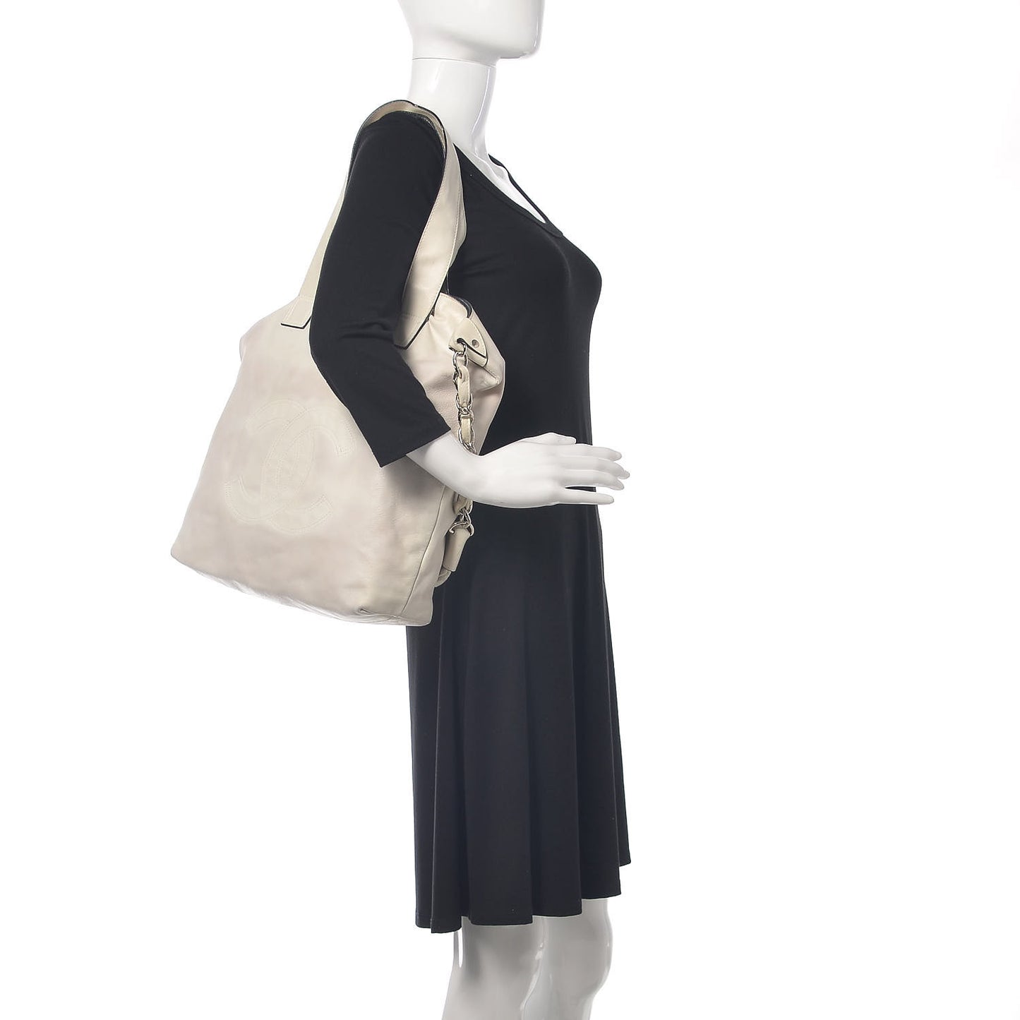 Lambskin Chain CC Tote White