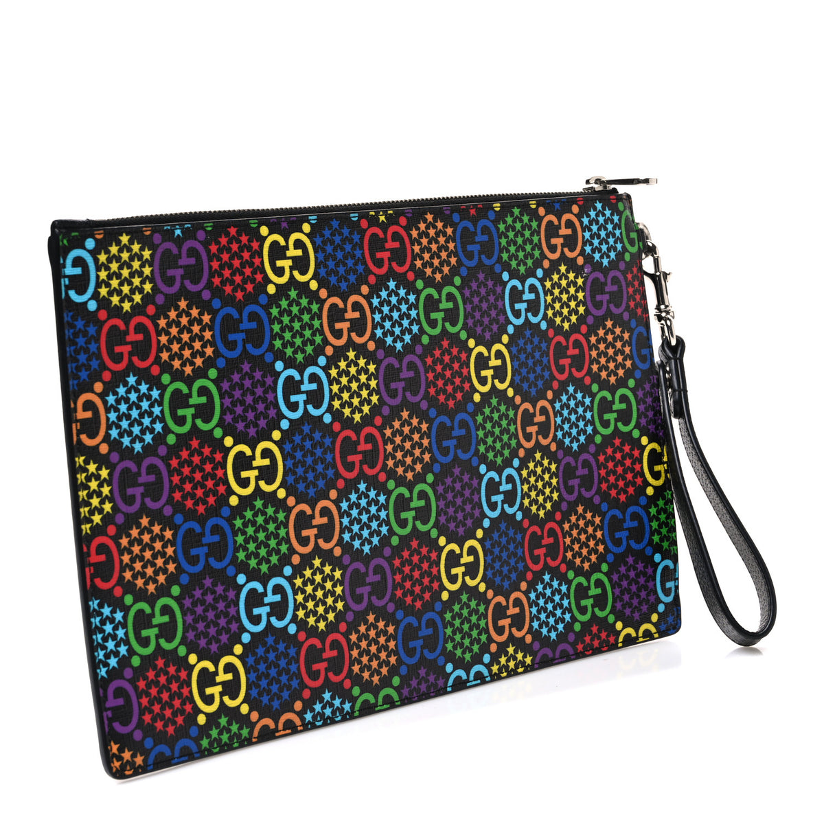 Gucci GG Supreme Monogram Psychedelic Zip Wristlet Pouch Black Multicolor 3 of 7